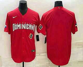 Mens Dominican Republic Baseball Blank 2023 Red World Classic Stitched Jersey